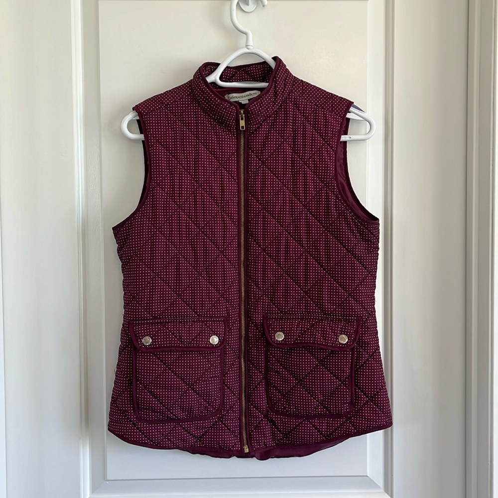 Catherine Maladrino polka dot quilted vest size small
